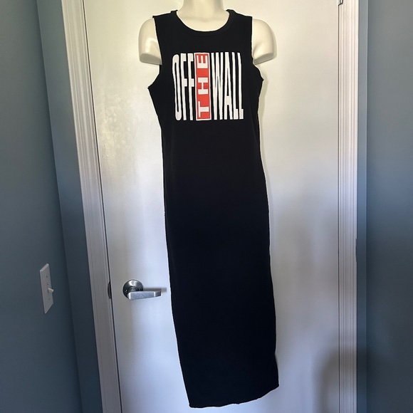 Vans Off The Wall Black Tank Top Midi Dress with Side Slits - Picture 3 of 13